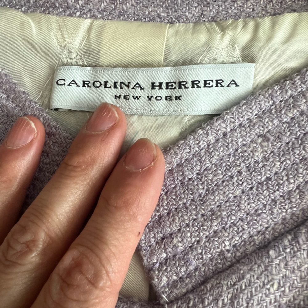 Carolina Herrera coat dress Sz 34 Xs Lavender With Crystals Vtg Raw Silk - Picture 7 of 12